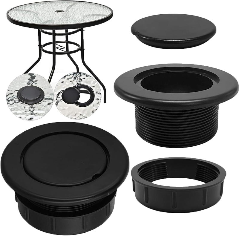 UpinFun Patio Table Umbrella Hole Ring Plug Cap Set for Outdoor Parasol Table Hole Cover Insert Pole Replacement Stabilizer Parts Black - Image 1